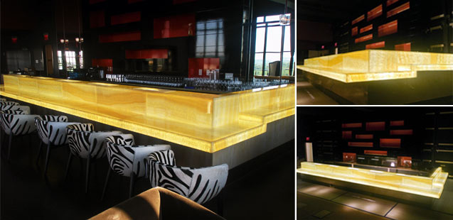W Hotel Sky Lounge Backlit Honey Onyx Bartop Surfaces