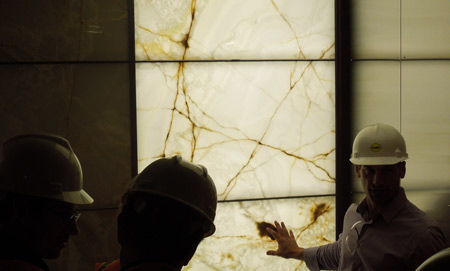 Backlit Stone Elevator Cab Panels