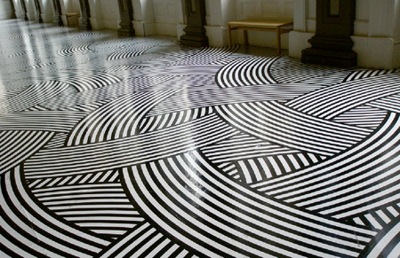 Black and White Floor Pattern Tape Art