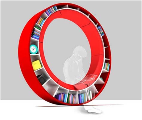 Creative Red Circular Bookcase