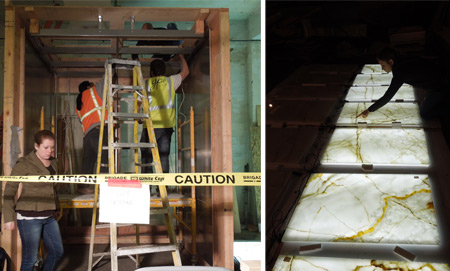 Elevator Cab Backlit Stone Panel Construction