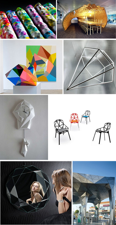 Design Trends with Facet Geometric Forms in Interiors, Product Design, and Industrial Design