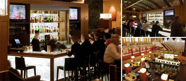 Backlighted Illuminated White Onyx Bar Top, Bar Front, and Feature Wall at Houston Hyatt Park Bar