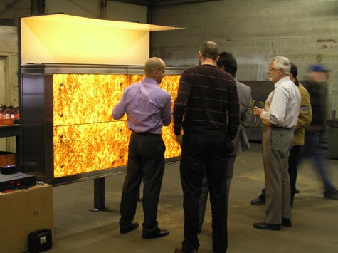 LED Backlit Thin Translucent Wood Wall Panel System in Review Meeting