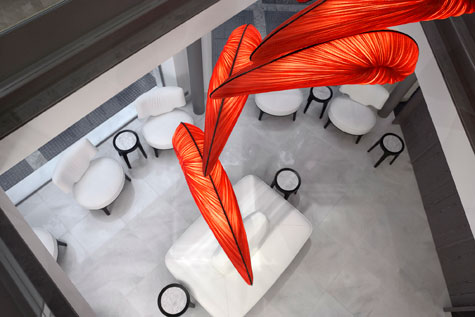 Red Suspended Wing Light Fixture Mobile