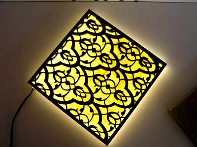 Backlit Honey Onyx Stone with Wood Screen