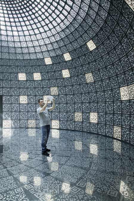 QR Codes on Russian Pavilion Walls Architectural Design