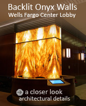 Backlit Onyx Lobby Feature Wall at Wells Fargo Center